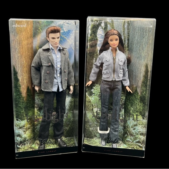 Twilight Pink Label Barbie Dolls Edward and Bella Set Limited